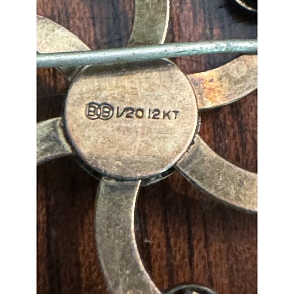 Binders Brothers Gold Filled Nouveau Signed Brooch - Picture 3 of 5